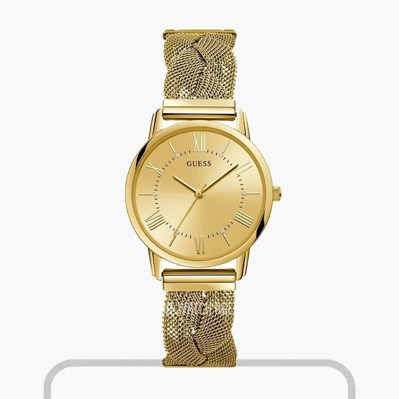 Guess Maiden Gold Dial G-link Ladies Watch- W1143L2